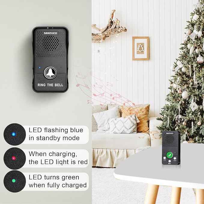 Wireless Doorbell, SANZUCO Doorbells Hands Free Communication, Full Duplex