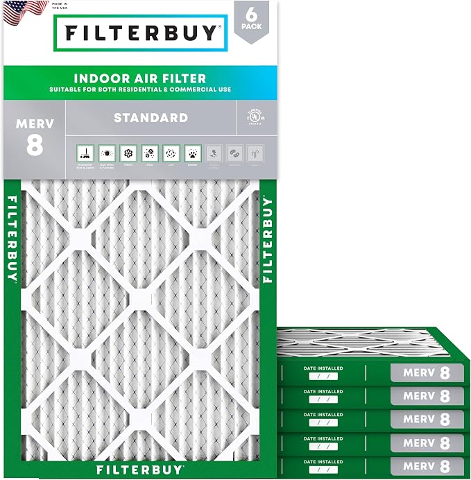Filterbuy 20x32x1 Air Filter MERV 8 Essential Dust & Allergy Defense, by Filterbuy