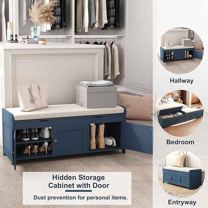 HOMEFORT 41.3" Shoe Bench with Lift Top Storage, Entryway Bench with Cushioned