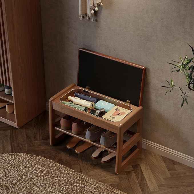 AQIMUELE Small Shoe Rack Bench, 2 Tiers Shoe Bench
