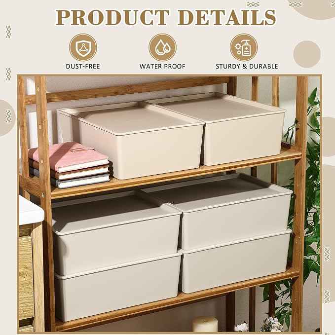 Menkxi 6 Pcs Plastic Storage Bins