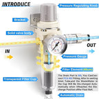 TAILONZ PNEUMATIC 1/4 Inch NPT Automatic Drain Air Filter Pressure Regulator - Image 3