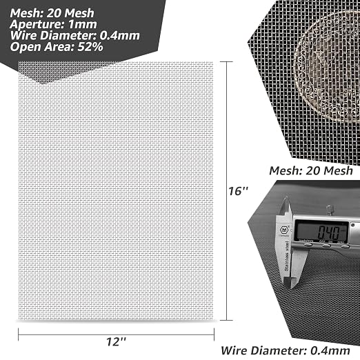 4 Pack 12x16 Inch Wire Mesh, 20 Mesh Stainless Steel Mesh, Never Rust Sturdy - Image 3