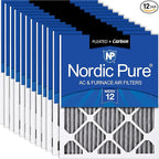 Nordic Pure 18x18x1 Furnace Air Filters MERV 12 Pleated Plus Carbon 12 Pack by NordicPure