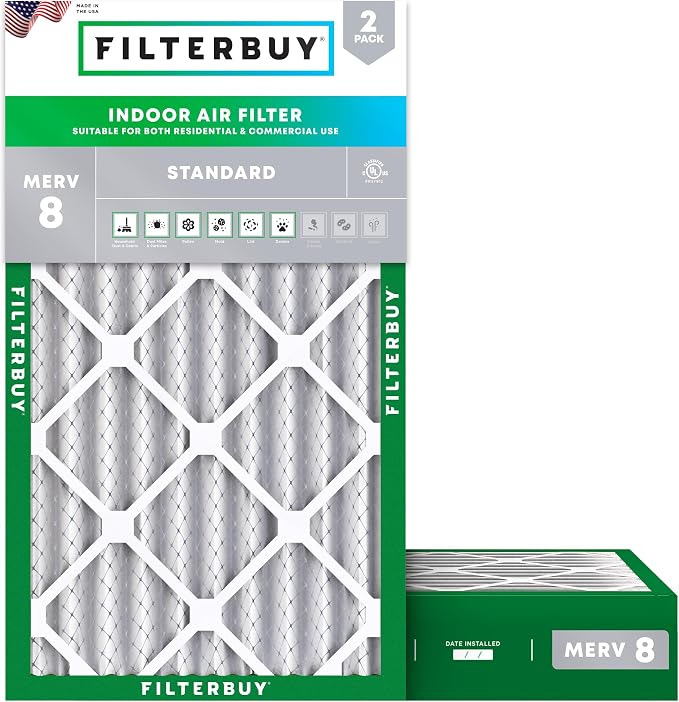 Filterbuy 12.5x21x4 Air Filter MERV 8 Essential Dust & Allergy Defense by Filterbuy