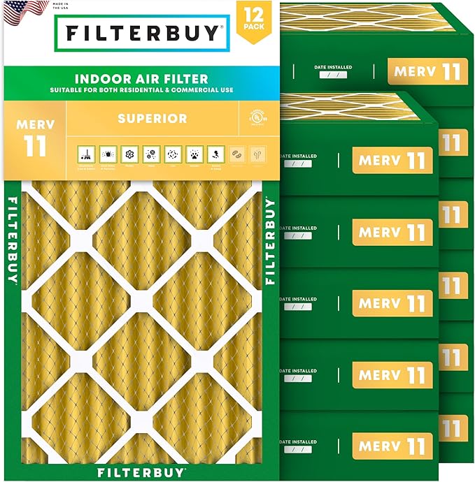 Filterbuy 14x25x4 Air Filter MERV 11 Superior Pet & Allergy Defense, by Filterbuy