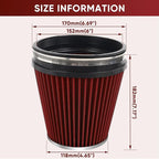 6" 152mm Cold Air Intake Filter Clamp-On Replacement High Flow Inlet Air Filter - Image 2