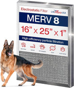 16x25x1 Electrostatic Air Filter, MERV 8, Reusable Furnace AC/HVAC Filter by LifeSupplyUSA