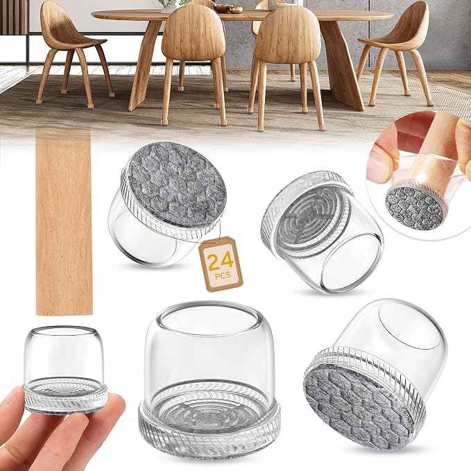 24PCS Round Chair Leg Floor Protectors, Furniture Sliders, Chair Leg Protectors