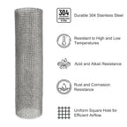 PATIKIL 40" L x 10" W Woven Wire Mesh, 6 Mesh 304 Stainless Steel Air Vent - Image 3