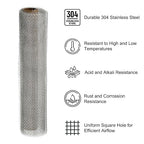 PATIKIL 40" L x 10" W Woven Wire Mesh, 10 Mesh 304 Stainless Steel Air Vent - Image 3