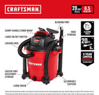 CRAFTSMAN CMXEVBE17596 20 Gallon 6.5 Peak HP Wet Dry Vac, Heavy-Duty Shop - Image 2