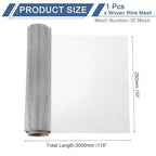 uxcell 30 Mesh 118" x 10" Woven Wire Mesh, 316 Stainless Steel Air Vent Filter - Image 2