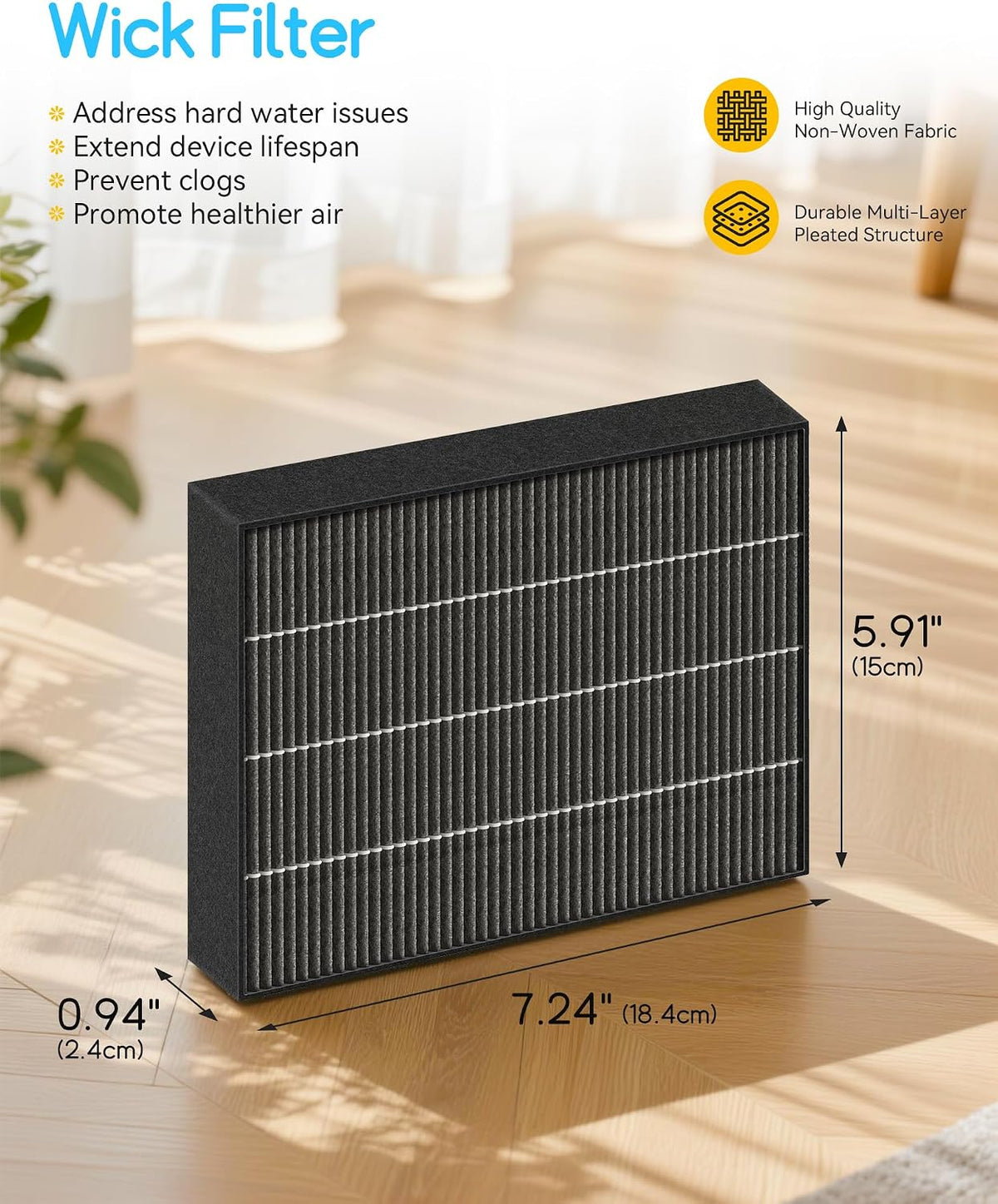 6000S Humidifier Filter Replacement for LEVOIT, 8 Gray Wick + 8 Sponge