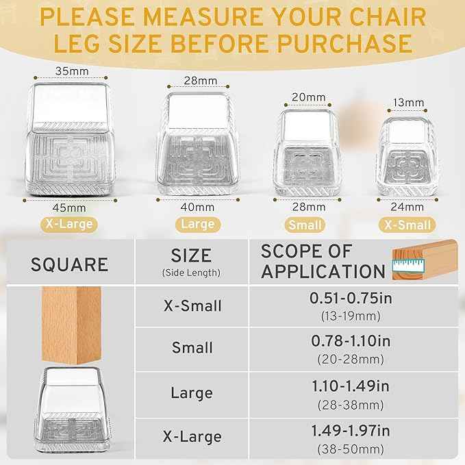 24PCS Extra Small Chair Leg Floor Protectors, Furniture Sliders, Chair Leg