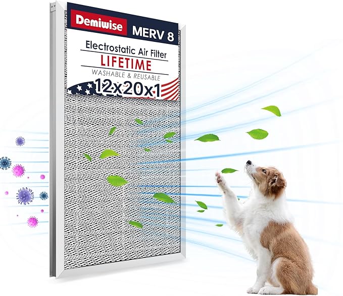 12x20x1 (Actual Size:11.75x19.75x0.86）Lifetime Electrostatic Air Filter by Demiwise