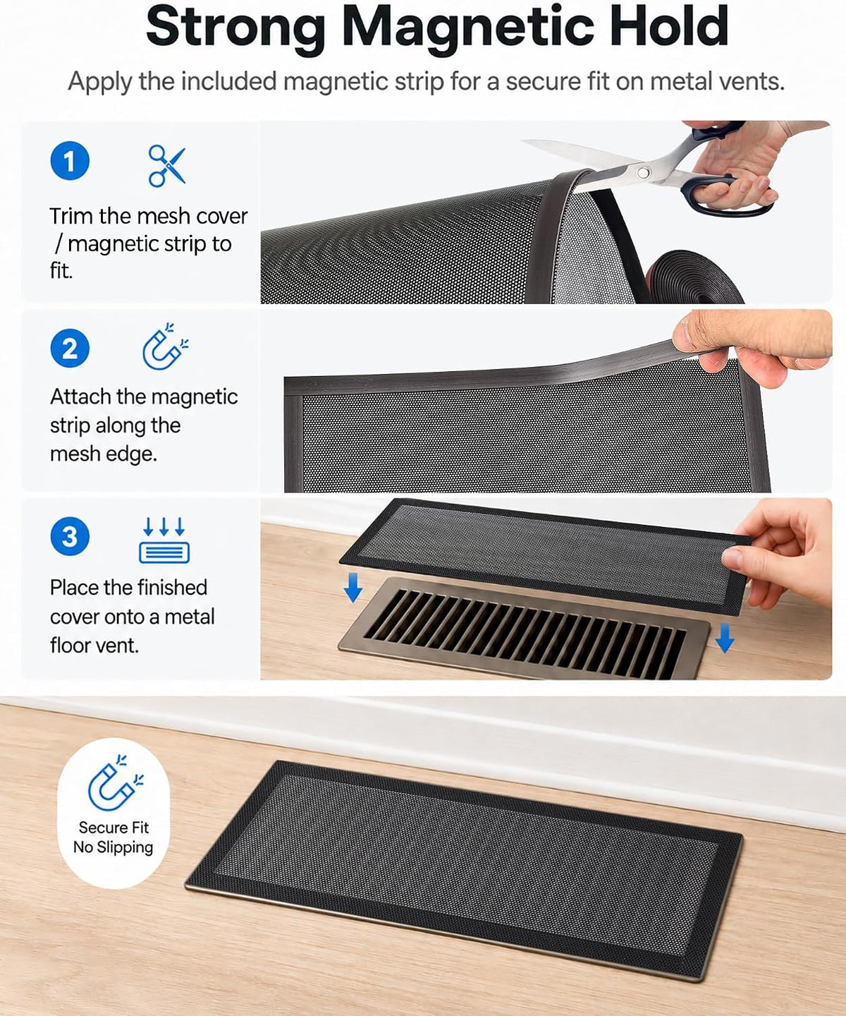 4 Pack Magnetic Mesh Vent Covers, 15.7 x 11.8 Inch Cut to Fit