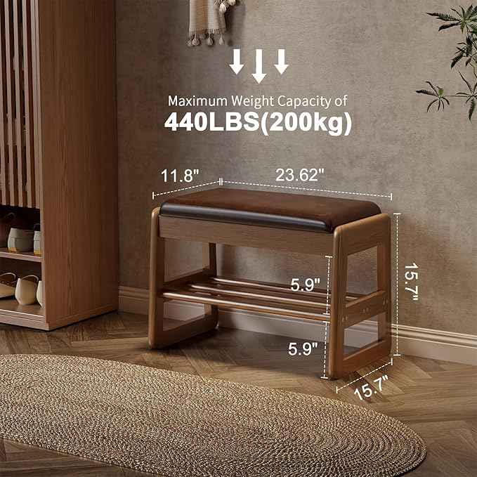 AQIMUELE Small Shoe Rack Bench, 2 Tiers Shoe Bench