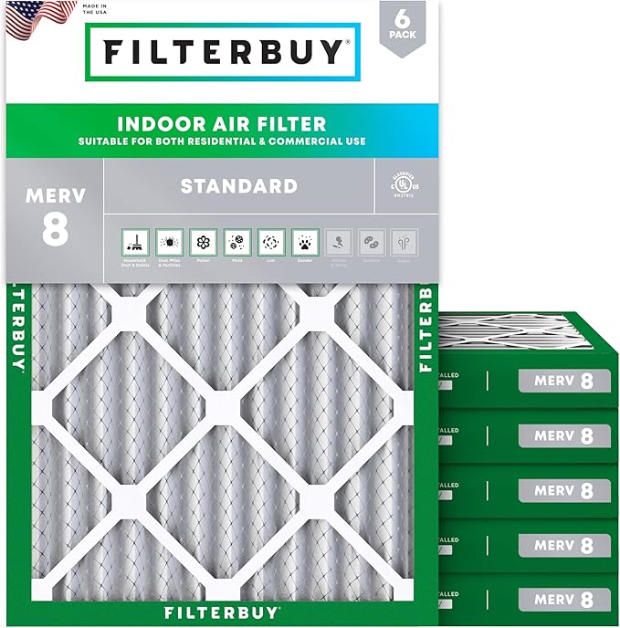 Filterbuy 30x32x2 Air Filter MERV 8 Essential Dust & Allergy Defense, by Filterbuy