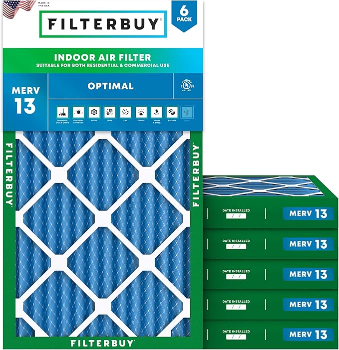 Filterbuy 12x20x2 Air Filter MERV 13 Optimal Smoke & Allergy Defense, by Filterbuy