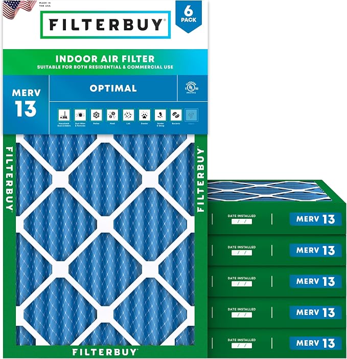 Filterbuy 10x20x2 Air Filter MERV 13 Optimal Smoke & Allergy Defense, by Filterbuy