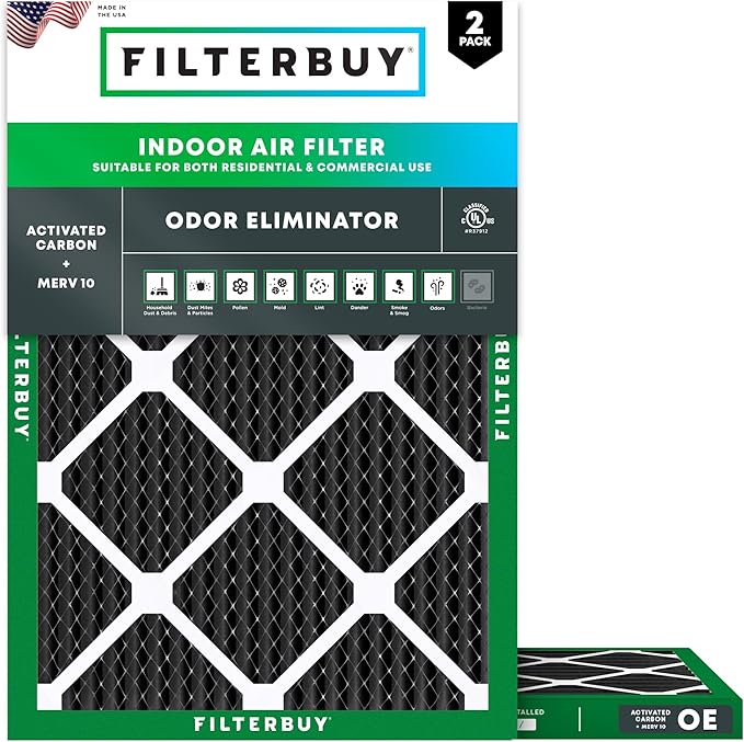 Filterbuy 18x25x1 Air Filter MERV 10 Odor & Allergy Defense by Filterbuy