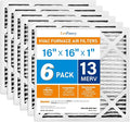 LotFancy 16x16x1 Air Filter MERV 13 6-Pack, Electrostatic Pleated HVAC Furnace by LotFancy
