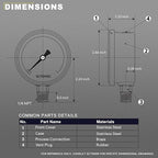 2-1/2" Dial Size, 0-100 Psi Lead-Free Pressure Gauge, Glycerin Liquid Filled - Image 5