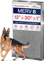 12x30x1 Electrostatic Air Filter, MERV 8, Washable, Reusable Furnace
