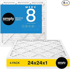 Simply 24x24x1 Air Filter, Merv 8, 4 Pack, by SimplyFilters