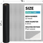 304 Stainless Steel Mesh Window Screen Roll, 47IN x 16FT Black Metal Window - Image 3