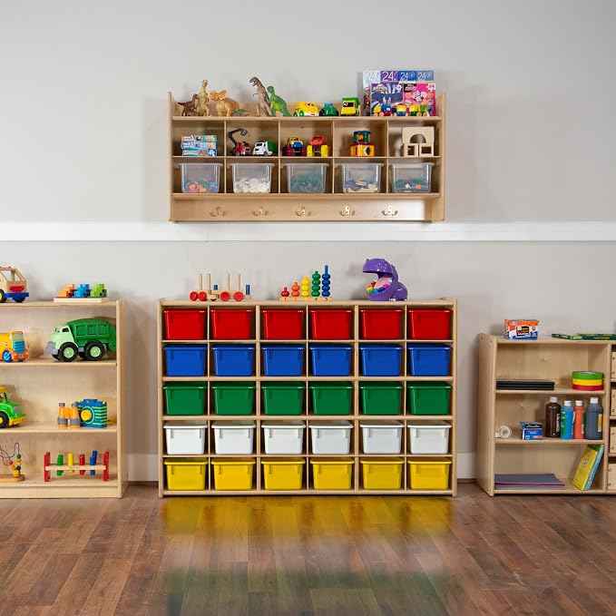 Wood Designs Cubby Storage Bin, Heavy Duty Plastic Containers