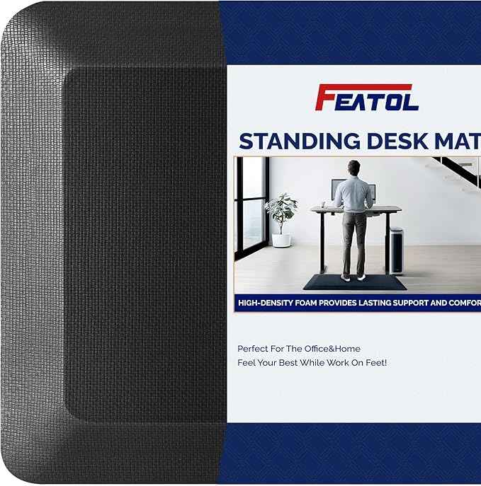 FEATOL Anti Fatigue Mat for Standing, 9/10 Extra Thick Ergonomic Standing Desk