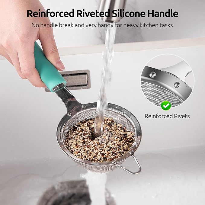 U-Taste Small Fine Mesh Strainer: 18/8 Stainless Steel 3.35in 30 Mesh Kitchen - Image 3