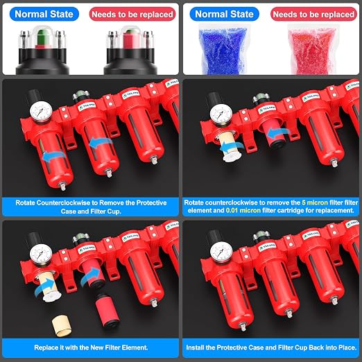 TAILONZ PNEUMATIC 0-150PSI 1/2 Inch NPT Red Industrial Grade 5 Stage Air Drying - Image 6