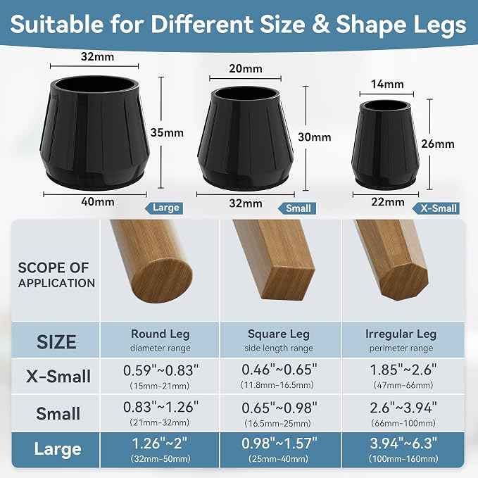 24PCS Silicone Chair Leg Floor Protectors