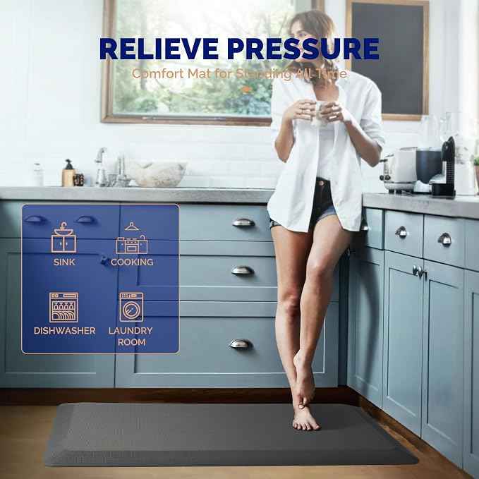 FEATOL Anti Fatigue Mat for Standing, 9/10 Extra Thick Ergonomic Standing Desk