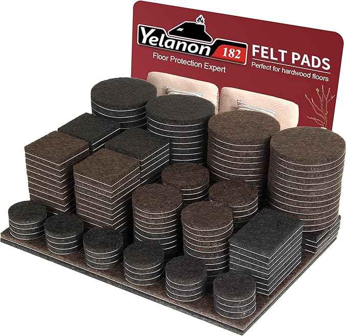 Yelanon Felt Furniture Pads -182 Pcs Premium Felt Pads