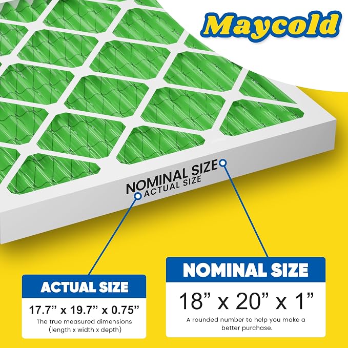 Maycold MERV 13 18x20x1 Air Filter, High-Efficiency Pleated AC & Furnace Filters - Image 3