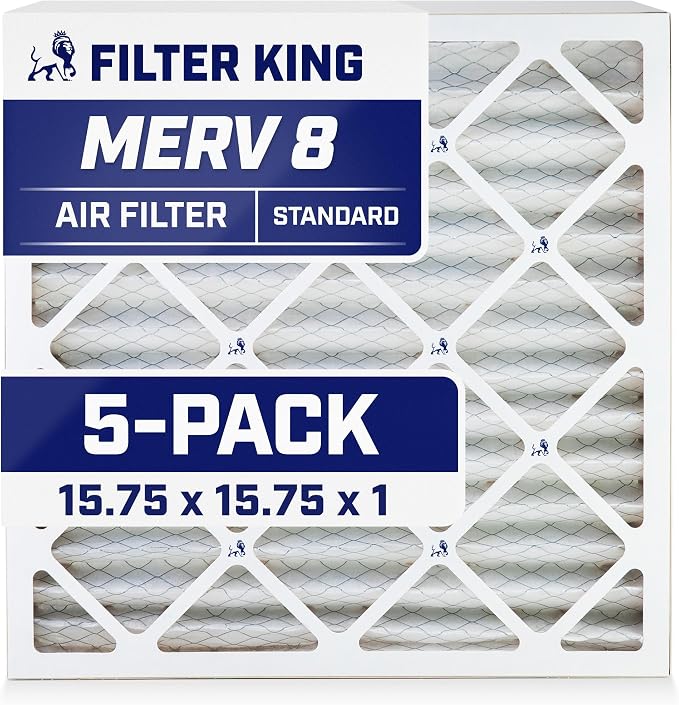 Filter King 15.75x15.75x1 Air Filter | 5-PACK | MERV 8 HVAC Pleated A/C Furnace by FilterKing