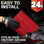 K&N Engine Air Filter: Extended Life 24, 000 Mile Replacement Air Filter: - Image 5