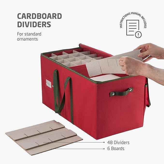 ZOBER Large Christmas Ornament Storage Box