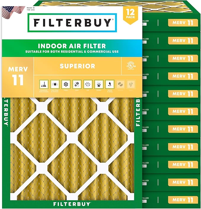 Filterbuy 20x22x2 Air Filter MERV 11 Superior Pet & Allergy Defense, by Filterbuy
