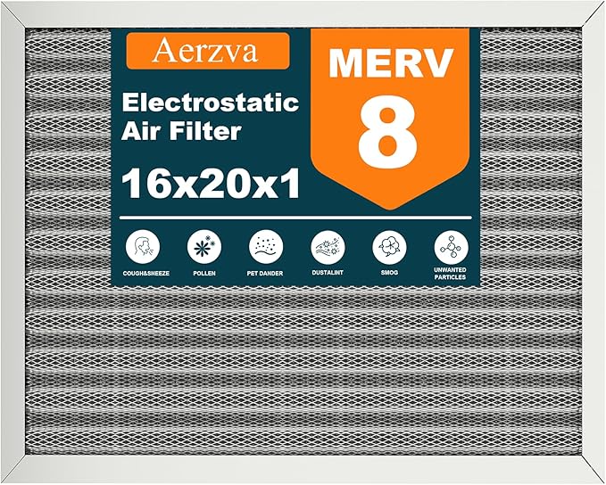 16x20x1 Reusable Air Filter, MERV 8, Permanent Electrostatic Air Filter by Unknown
