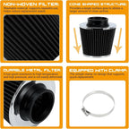 PTNHZ Universal Black 3" 76mm High Flow Cold Air Intake Cone Air Filter Power - Image 3