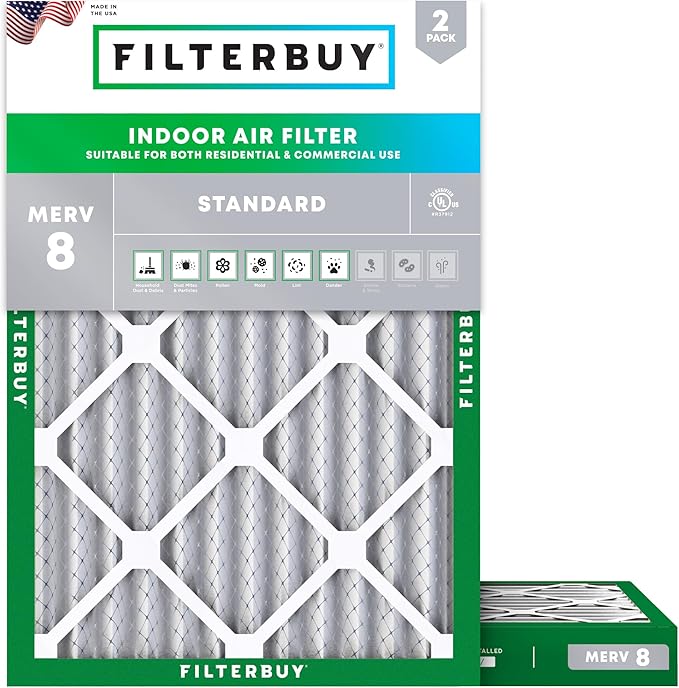Filterbuy 30x32x2 Air Filter MERV 8 Essential Dust & Allergy Defense, by Filterbuy