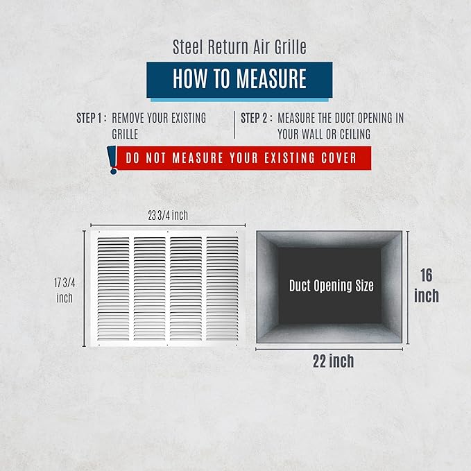 Fits 22x16 Duct Opening | Steel Return Air Grille by Handua | Vent Cover Grill - Image 3