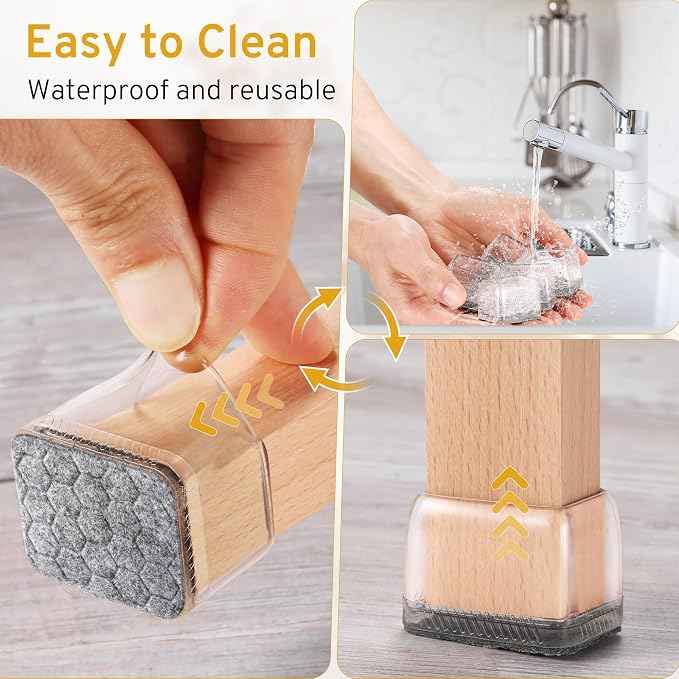 24PCS Rectangular Chair Leg Floor Protectors, Furniture Sliders, Non-Slip Felt