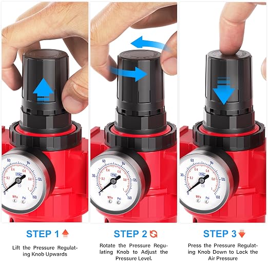 TAILONZ PNEUMATIC 3/4 Inch NPT Air Filter Pressure Regulator Water/Oil Trap - Image 7