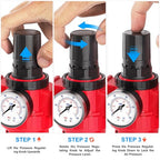 TAILONZ PNEUMATIC 1/4 Inch NPT 0-150 PSI Red Industrial Grade 4 Stage Air - Image 7